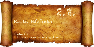 Raits Nándor névjegykártya